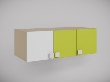 Антресоль на шкаф 3-х створчатый Эппл (Зеленый/Белый/корпус Клен) в Алдане - aldan.mebel54.com | фото