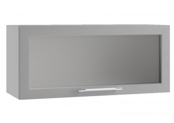 Барселона ШВГС 800 Шкаф верхний горизонтальный со стеклом (Голубой тик/корпус Белый) в Алдане - aldan.mebel54.com | фото