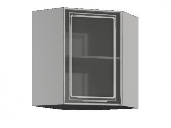 Бетон ШВУС 550*550 Шкаф верхний угловой с одной дверцей со стеклом в Алдане - aldan.mebel54.com | фото