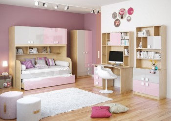 Детская комната Грэйси (Розовый/Серый/корпус Клен) в Алдане - aldan.mebel54.com | фото