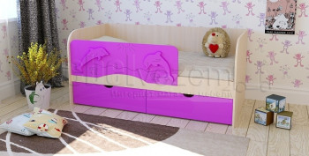 Друзья Кровать детская 2 ящика 1.8 Фиолетовый глянец в Алдане - aldan.mebel54.com | фото