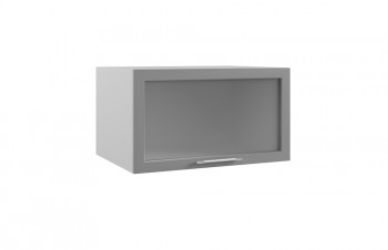 Империя ГВПГС 800 Шкаф верхний горизонтальный глубокий со стеклом высокий (Серый Эмалит/корпус Серый) в Алдане - aldan.mebel54.com | фото