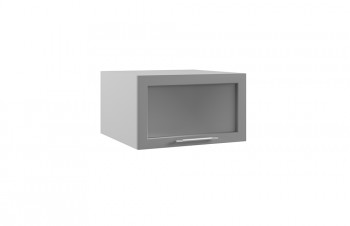 Капри ГПГС 600 шкаф верхний горизонтальный глубокий со стеклом (Липа пепел/корпус Серый) в Алдане - aldan.mebel54.com | фото