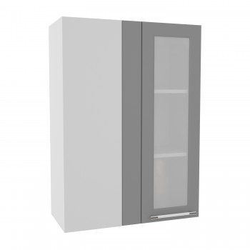 Капри ВПУС 650 шкаф верхний угловой со стеклом высокий (Липа пепел/корпус Серый) в Алдане - aldan.mebel54.com | фото