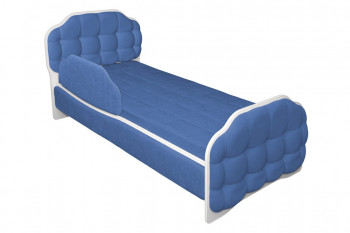 Кровать 160 Атлет 29 Синий (мягкий бортик) в Алдане - aldan.mebel54.com | фото