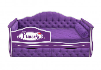 Кровать 160 серии Иллюзия 2 ящика 32 Фиолетовый (мягкие боковые накладки/подушка валик) в Алдане - aldan.mebel54.com | фото