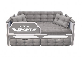 Кровать 160 серии Спорт 2 ящика 45 Серый (подушки) в Алдане - aldan.mebel54.com | фото