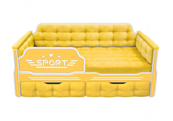 Кровать 160 серии Спорт 2 ящика 74 Жёлтый (мягкие боковые накладки) в Алдане - aldan.mebel54.com | фото