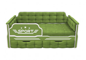 Кровать 160 серии Спорт 2 ящика 76 Зелёный (мягкие боковые накладки) в Алдане - aldan.mebel54.com | фото