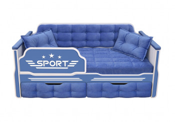 Кровать 160 серии Спорт 2 ящика 85 Синий (подушки) в Алдане - aldan.mebel54.com | фото