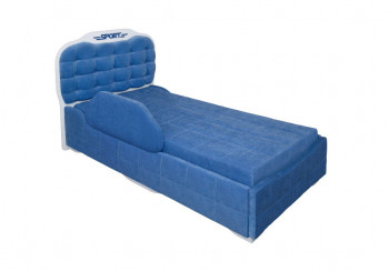 Кровать 190 Атлет Lux 29 Синий (мягкий бортик) в Алдане - aldan.mebel54.com | фото