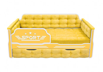 Кровать 190 серии Спорт 1 ящик 74 Жёлтый (мягкие боковые накладки) в Алдане - aldan.mebel54.com | фото