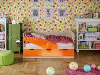 Кровать Бабочки 1,6м (Оранжевый металлик) в Алдане - aldan.mebel54.com | фото