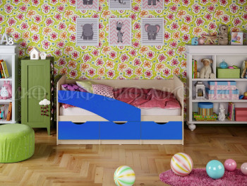Кровать Бабочки 1,6м (Синий матовый) в Алдане - aldan.mebel54.com | фото