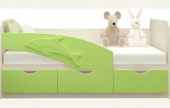 Кровать детская 1,6м Дельфин (Салатовый металлик) в Алдане - aldan.mebel54.com | фото