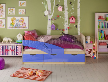 Кровать детская 1,6м Дельфин (Синий металлик) в Алдане - aldan.mebel54.com | фото