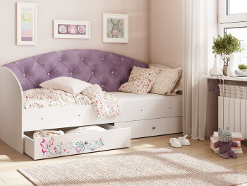 Кровать детская Эльза Белый/Фиолетовый в Алдане - aldan.mebel54.com | фото