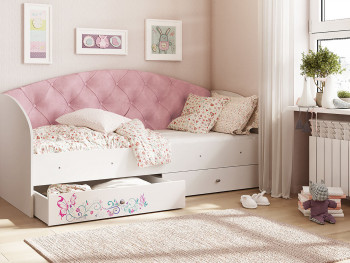 Кровать детская Эльза Белый/Розовый в Алдане - aldan.mebel54.com | фото
