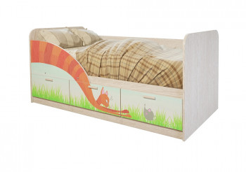 Кровать детская Минима Лего 1,86м с ящиками (дуб атланта/лиловый сад) в Алдане - aldan.mebel54.com | фото