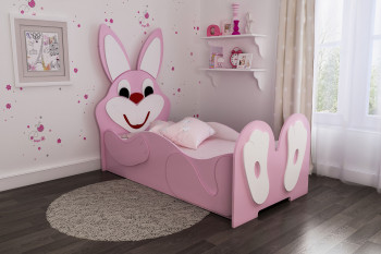 Кровать детская Зайка 1.6 Розовый/Белый в Алдане - aldan.mebel54.com | фото