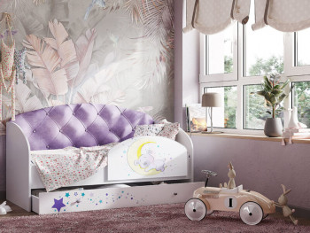 Кровать детская Звездочка Белый/Фиолетовый в Алдане - aldan.mebel54.com | фото