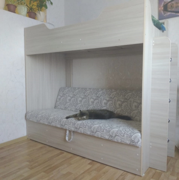Кровать двухъярусная с диваном (Беленый дуб) в Алдане - aldan.mebel54.com | фото