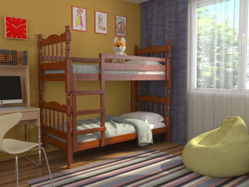 Кровать двухъярусная Соня из массива сосны 800*1890 Орех в Алдане - aldan.mebel54.com | фото