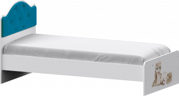 Кровать Каспер с мягкой спинкой и фотопечатью (800х1900)  Белый/Бирюза в Алдане - aldan.mebel54.com | фото