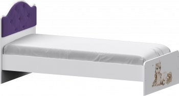 Кровать Каспер с мягкой спинкой и фотопечатью (800х1900)Белый/Фиолетовый в Алдане - aldan.mebel54.com | фото