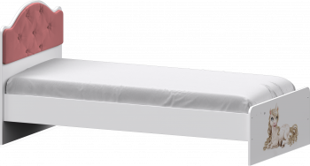 Кровать Каспер с мягкой спинкой и фотопечатью (800х1900)Белый/Светло-розовый в Алдане - aldan.mebel54.com | фото