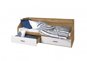 Кровать Лайт 800 с ящиками (Крафт золотой/Белый) в Алдане - aldan.mebel54.com | фото