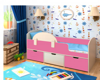 Кровать Малыш-мини Дуб молочный/Розовый в Алдане - aldan.mebel54.com | фото