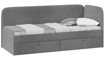 Кровать «Молли» с мягкой обивкой (900) тип 1 (Микровелюр Scandi Graphite 22) в Алдане - aldan.mebel54.com | фото