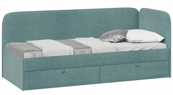 Кровать «Молли» с мягкой обивкой (900) тип 1 (Микровелюр Scandi Indigo 11) в Алдане - aldan.mebel54.com | фото