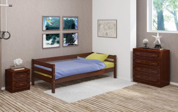 Кровать одинарная ГЛОРИЯ из массива сосны  900*2000 (Орех) в Алдане - aldan.mebel54.com | фото