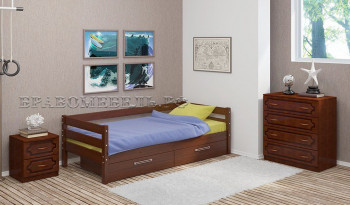 Кровать одинарная ГЛОРИЯ из массива сосны  900*2000 (Орех) в Алдане - aldan.mebel54.com | фото