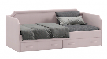 Кровать с мягкой обивкой и ящиками «Кантри» Тип 1 (900) (Велюр пудровый) в Алдане - aldan.mebel54.com | фото