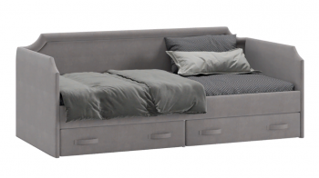 Кровать с мягкой обивкой и ящиками «Кантри» Тип 1 (900) (Велюр Светло-серый) в Алдане - aldan.mebel54.com | фото