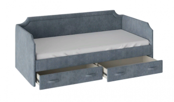 Кровать с мягкой обивкой и ящиками «Кантри» Тип 1 (900) (Замша синяя) в Алдане - aldan.mebel54.com | фото