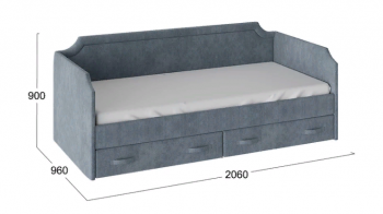 Кровать с мягкой обивкой и ящиками «Кантри» Тип 1 (900) (Замша синяя) в Алдане - aldan.mebel54.com | фото