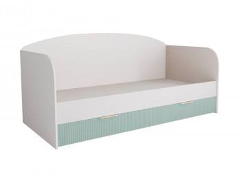 Кровать с ящиками ДКД 2000.1 Лавис (Белый софт/Зеленый софт/корпус Белый) в Алдане - aldan.mebel54.com | фото