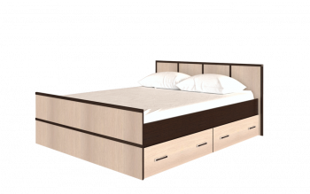 Кровать Сакура с настилом и ящиками 1,4 (Венге/Лоредо) в Алдане - aldan.mebel54.com | фото