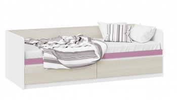 Кровать «Сканди» с 2 ящиками Дуб Гарден/Белый/Лиловый в Алдане - aldan.mebel54.com | фото