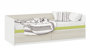 Кровать «Сканди» с 2 ящиками Дуб Гарден/Белый/Зеленый в Алдане - aldan.mebel54.com | фото