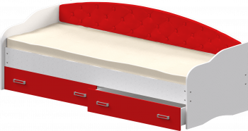 Кровать Софа-7 с мягкой спинкой (800х1900) Белый/Красный в Алдане - aldan.mebel54.com | фото