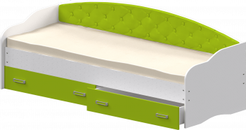 Кровать Софа-7 с мягкой спинкой (800х1900) Белый/Лайм в Алдане - aldan.mebel54.com | фото