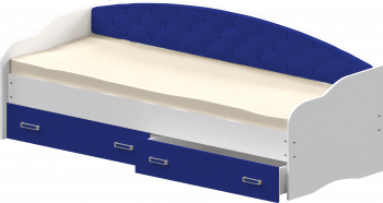 Кровать Софа-7 с мягкой спинкой (800х1900) Белый/Синий в Алдане - aldan.mebel54.com | фото
