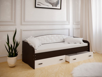Кровать Софа-8 с мягкой спинкой (900х1900) Венге/ Белый в Алдане - aldan.mebel54.com | фото