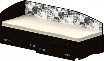 Кровать Софа-9 с мягкой спинкой с рисунком Милана (900х1900) Венге в Алдане - aldan.mebel54.com | фото