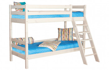 Кровать Соня вариант 10 двухъярусная с наклонной лестницей Белый полупрозрачный в Алдане - aldan.mebel54.com | фото